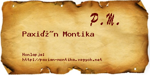 Paxián Montika névjegykártya